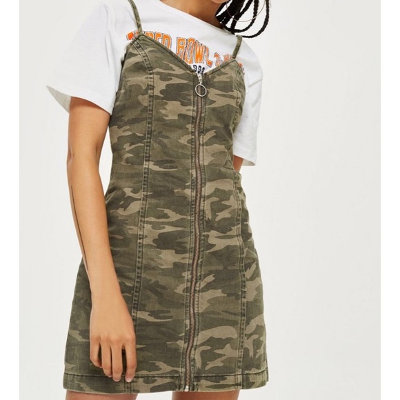 Topshop Camo Zip Up Denim Dress - Picture 4 of 4